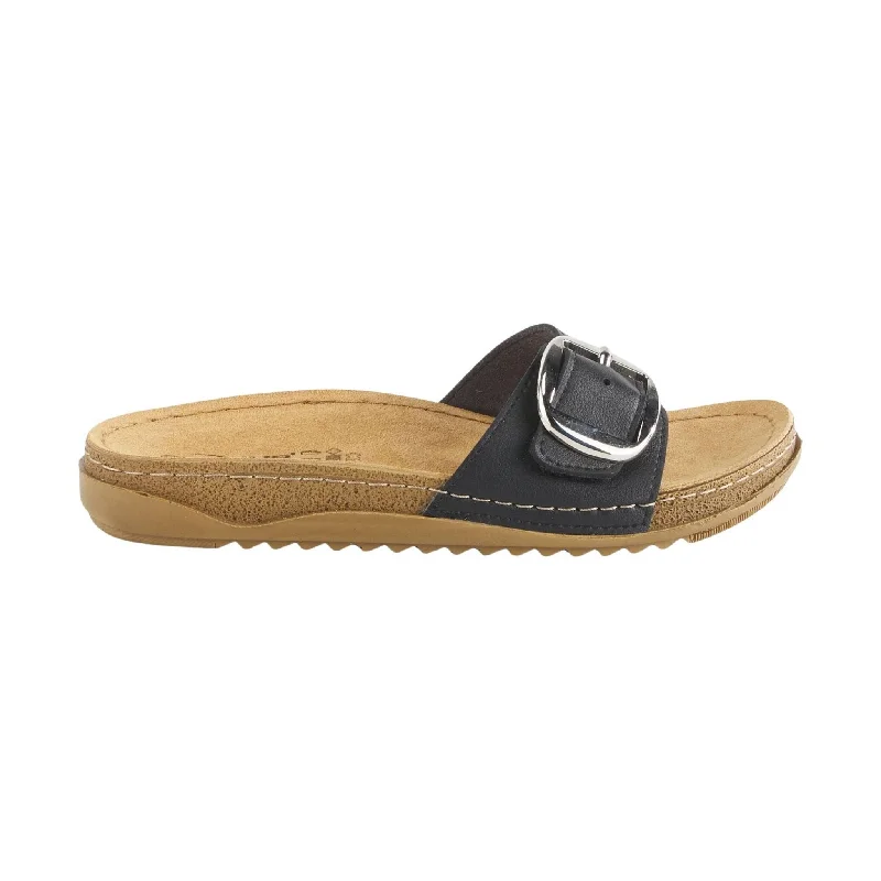 Flexus Women's Baronca Sandal - Black Tailored Oxford Style 