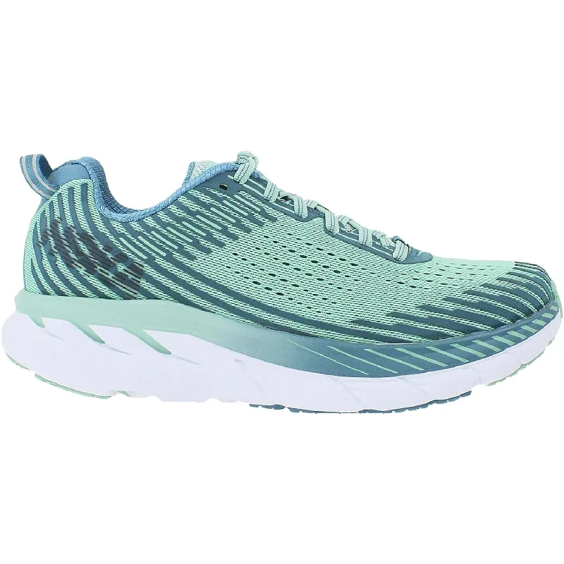Women's Hoka One One Clifton 5 Lichen/Storm Blue Mesh Beaded Moccasin Design 