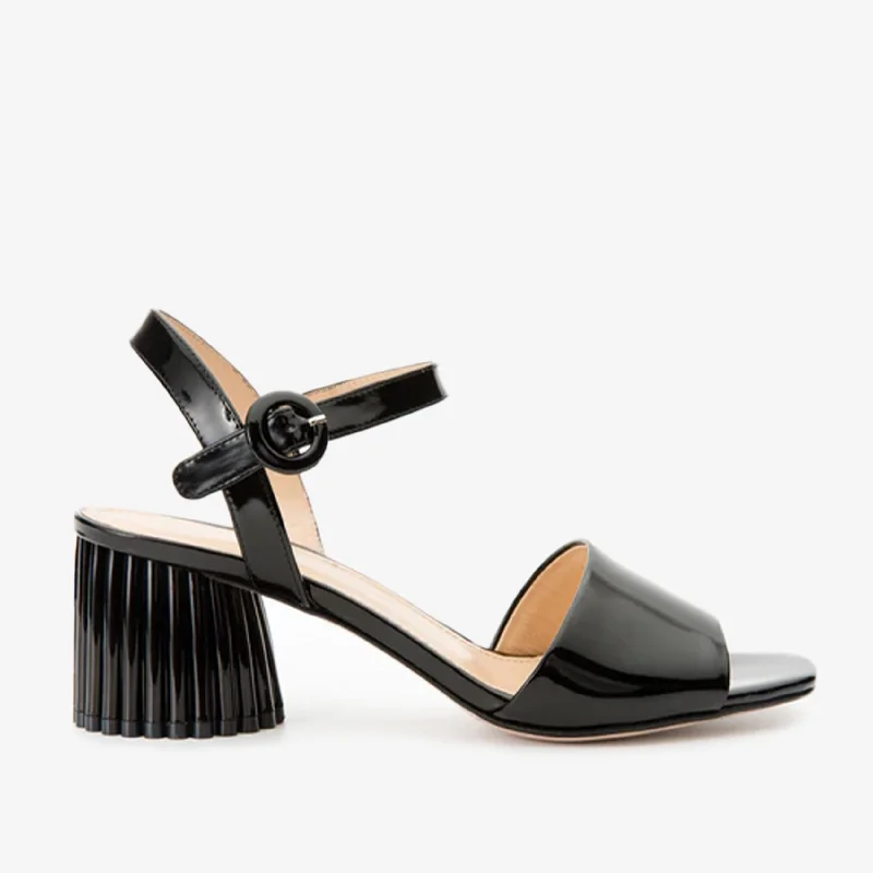 The Bamba Black Patent Leather Women Sandal Glow - in - the - Dark Shoe Design  