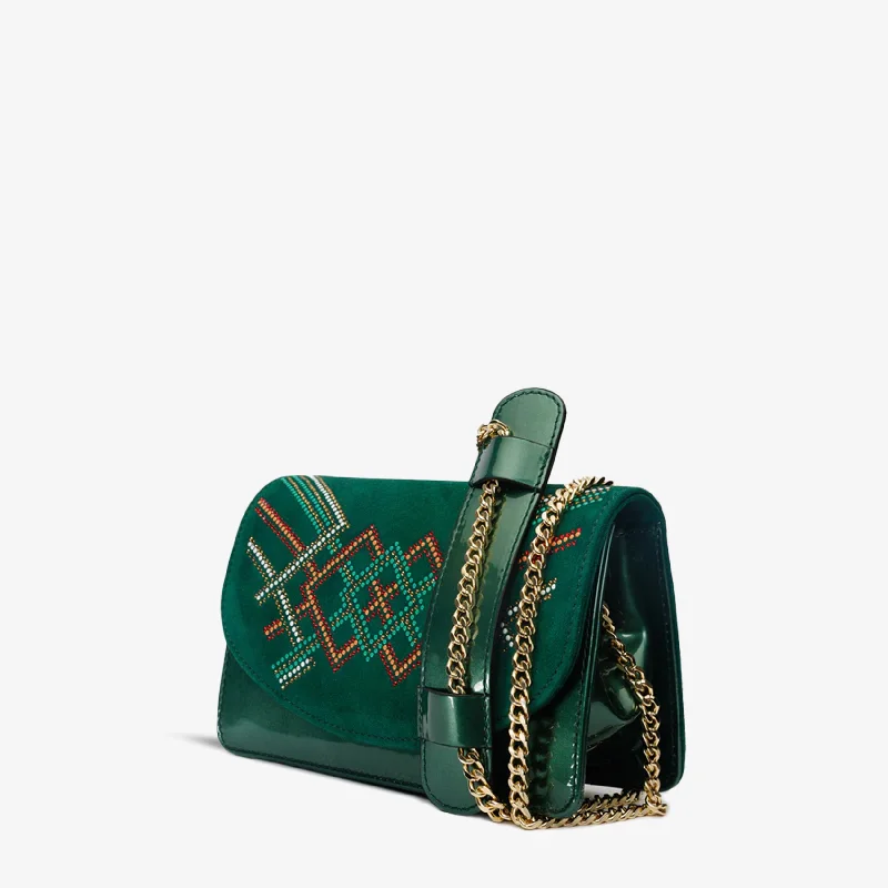 The Palma Green Glitter Leather Handbag Mod Oxford Design  