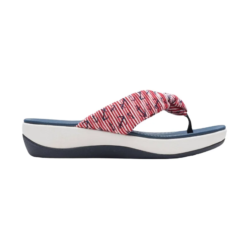Clarks Women's Arla Glison Sandal - Red/White/Blue Retro Plimsoll Style  