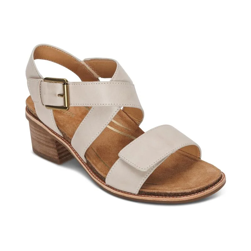 Women's Aetrex Kristin Arch Support Block Heel Color: Ivory Desert Boot Utility Style  