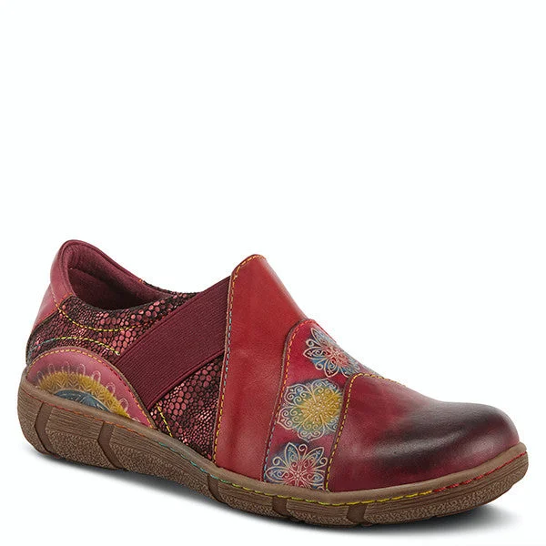 Lata Burnished Leather Clog in Cabernet Multi Edwardian Shoe Look  