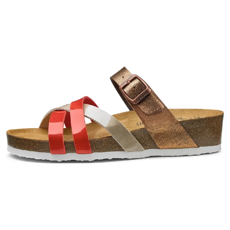 Ara Beth Coral Cork Wedge Slide Sandal (Women's) Embroidered Cowboy Boot Design  