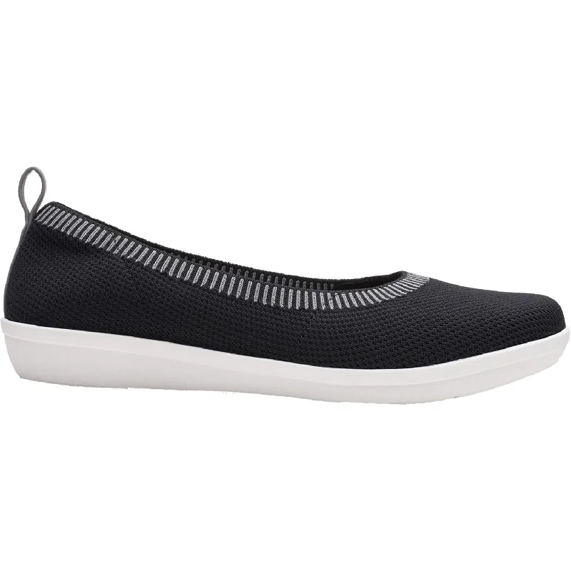 Women's Clarks Cloudsteppers Ayla Paige Black Knit Textile Leather Driving Shoe Style  