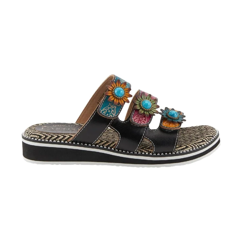 Spring Step Women's L'artiste Maryse Sandals - Black Multi Victorian - Era Boot Style  