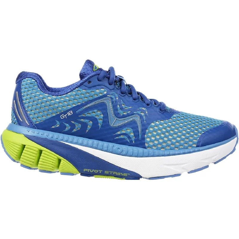 Men's MBT GT 18 Running Shoe Navy Blue/Lemon Green Mesh Tailored Oxford Style 