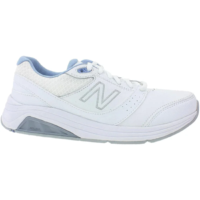 Women's New Balance WW928WB2 Walking Shoes White/Blue Leather Neon - Accent Sneaker Look Women's New Balance WW928WB2 Walking Shoes White/Blue Leather Neon - Accent Sneaker Look