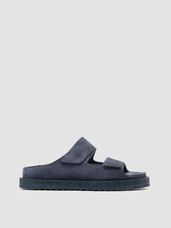 SANDS 105 - Blue Suede Slide Sandals Open - Lacing Derby Look  