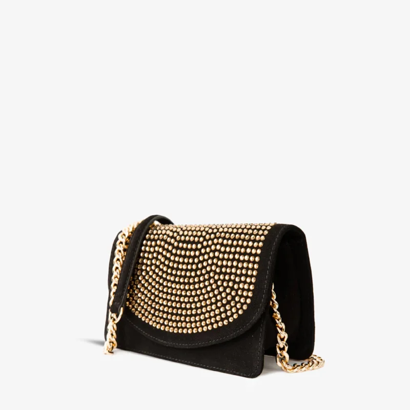 The Ailano Black Glitter Leather Handbag Athleisure Derby Style  