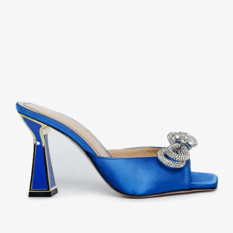 The Jiffy Sax Blue Leather Women Sandal Zip - Up Boot Style  