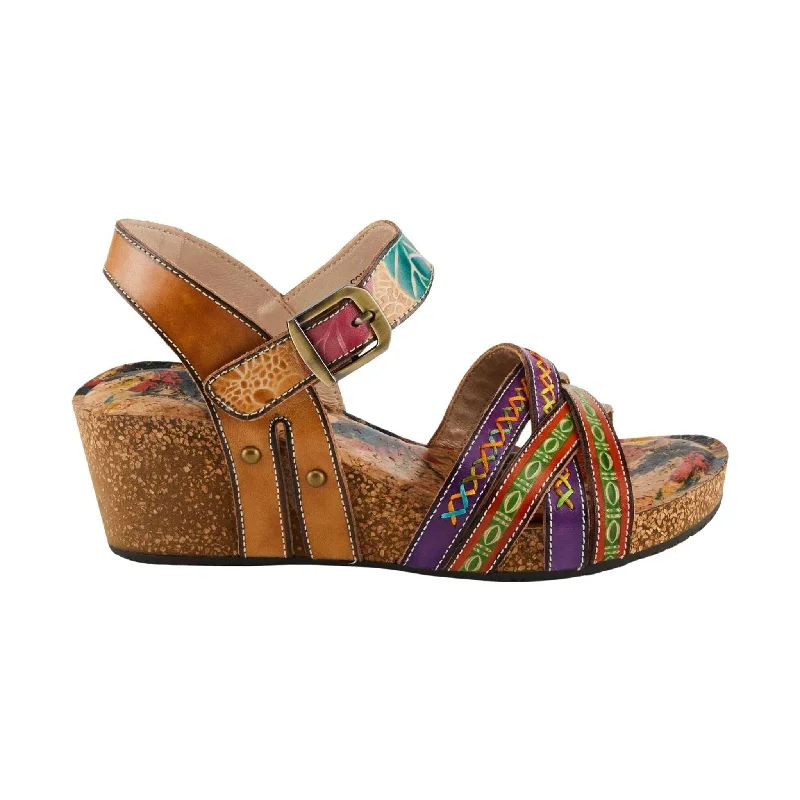 Spring Step Women's L'Artiste Bosquet Sandals - Tan Multi Glow - in - the - Dark Shoe Design  