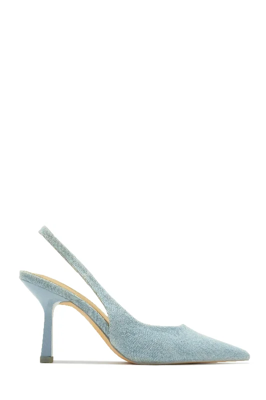 Karia Slingback Pumps - Denim Patchwork Shoe Aesthetic  