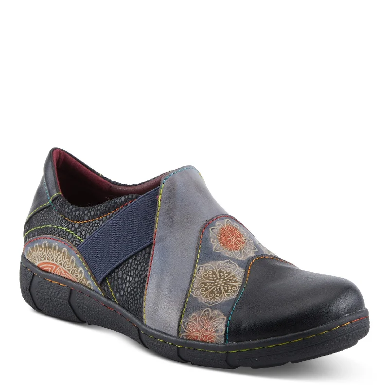 Lata Burnished Leather Clog in Black Multi Minimalist Sneaker Style  