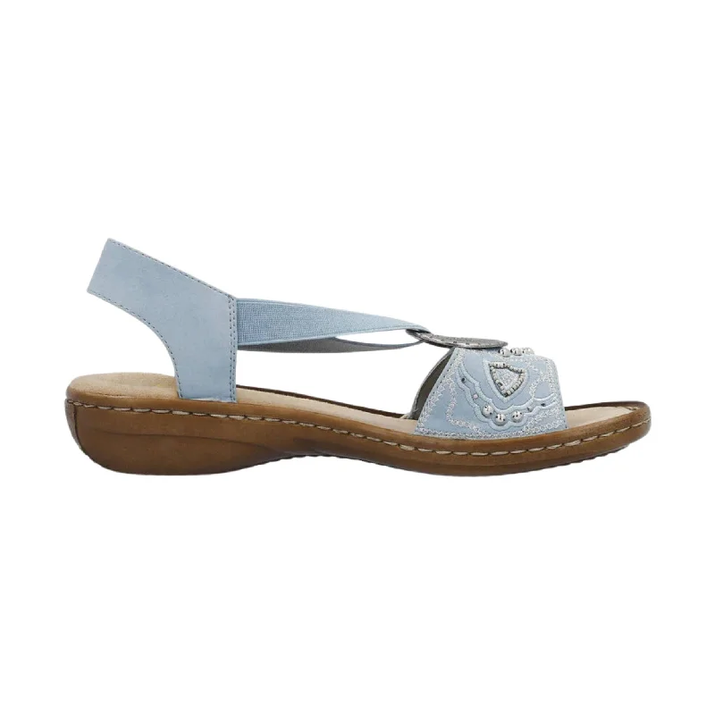 Rieker Women's Regina Sandal - Aqua Beaded Moccasin Design 
