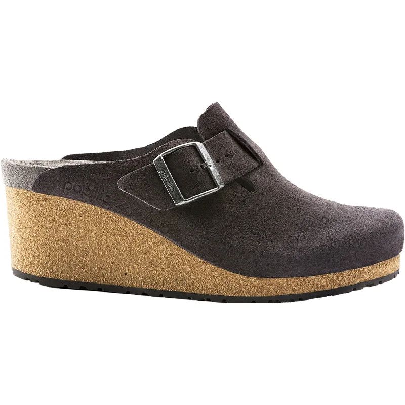 Women's Birkenstock Papillio Fanny Anthracite Suede Cowboy Boot Western Style  