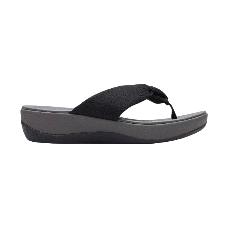 Clarks Women's Arla Glison Sandal - Black Fabric Metallic Trim Shoe Design  