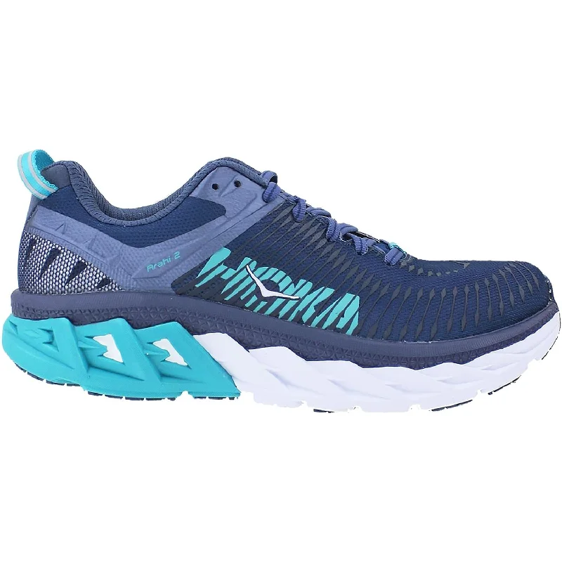 Women's Hoka One One Arahi 2 Poseidon/Vintage Indigo Mesh Hemp - Material Shoe Style  