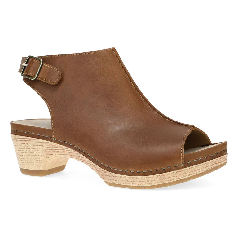 Lizzy Sling Back Peep Toe in Tan Chunky Platform Sneaker Style  