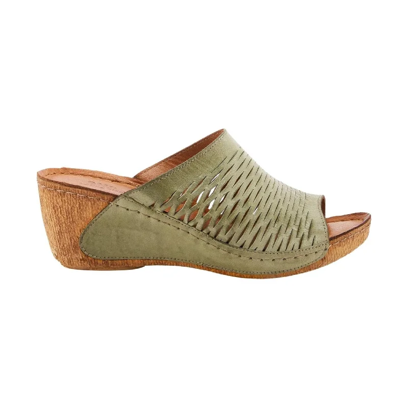 Spring Step Women's Cunacena Sandal - Olive Green Elastic - Sided Chelsea Look  