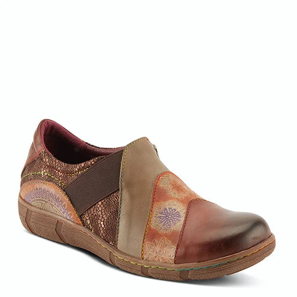 Lata Burnished Leather Clog in Brown Multi Sustainable Shoe Design  