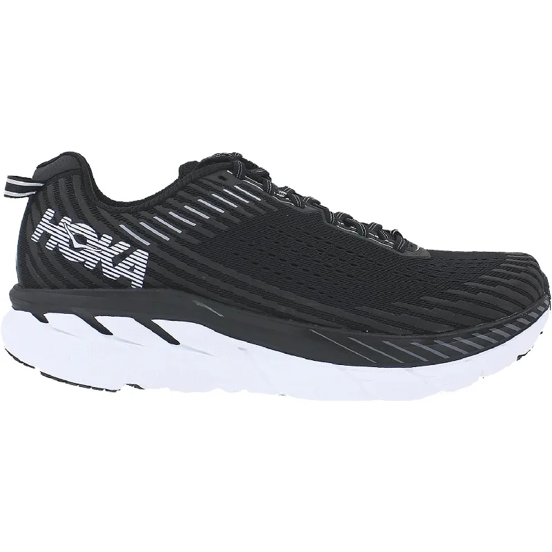 Men's Hoka One One Clifton 5 Black/White Mesh Business Monk Strap Style  