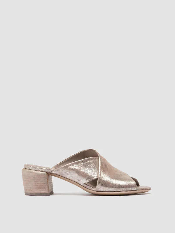 HADRY 007 - Taupe Leather Slide Sandals Edwardian Shoe Look  