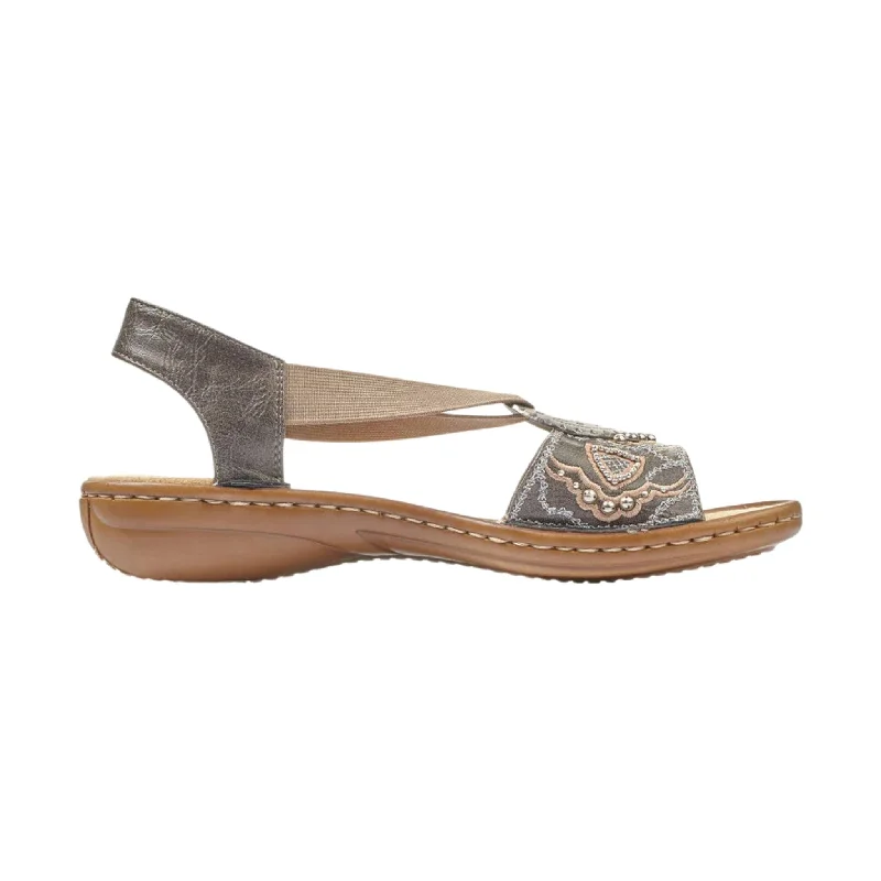 Rieker Women's Regina Sandal - Smoke Grey Minimalist Sneaker Style  