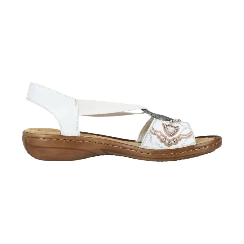 Rieker Women's Regina Sandal - White Victorian - Era Boot Style  