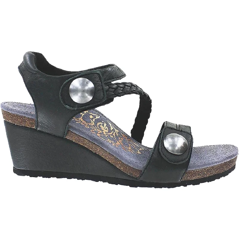Women's Aetrex Naya Black Leather Retro Basketball Sneaker Design  