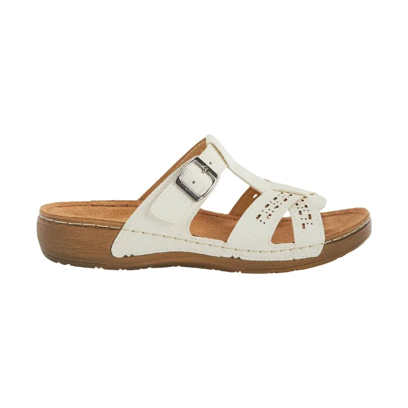 Flexus Women's Nery Jeans Slide Sandals - White Minimalist Sneaker Style  
