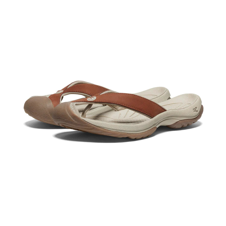 Women's Keen Waimea Leather Flip Flop Color: Sorrel Horse/Plaza Taupe Buckle -
