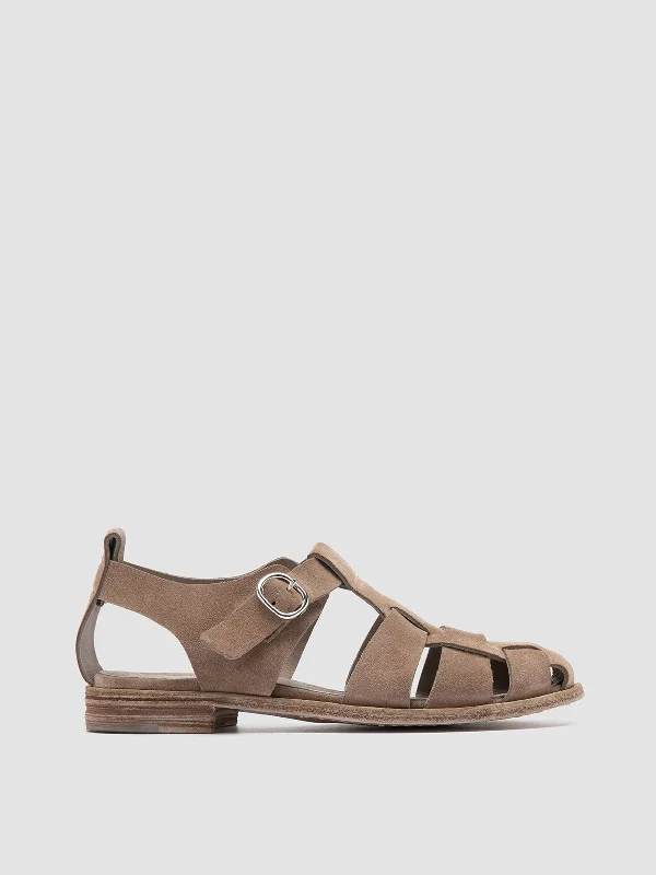 LEXIKON 536 - Taupe Suede Sandals Moccasin Soft - Sole Style  