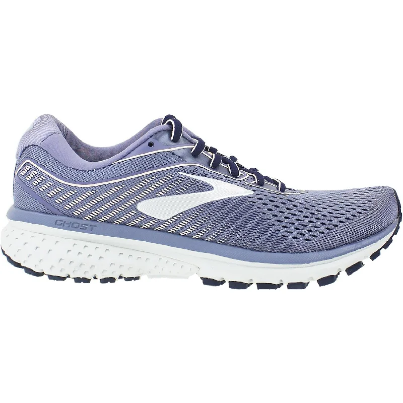 Women's Brooks Ghost 12 Granite/Peacoat/Peach Mesh Sustainable Shoe Design  