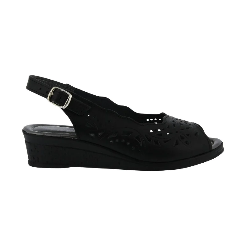 Spring Step Women's Orella Sandals - Black Checkered Shoe Pattern Look  