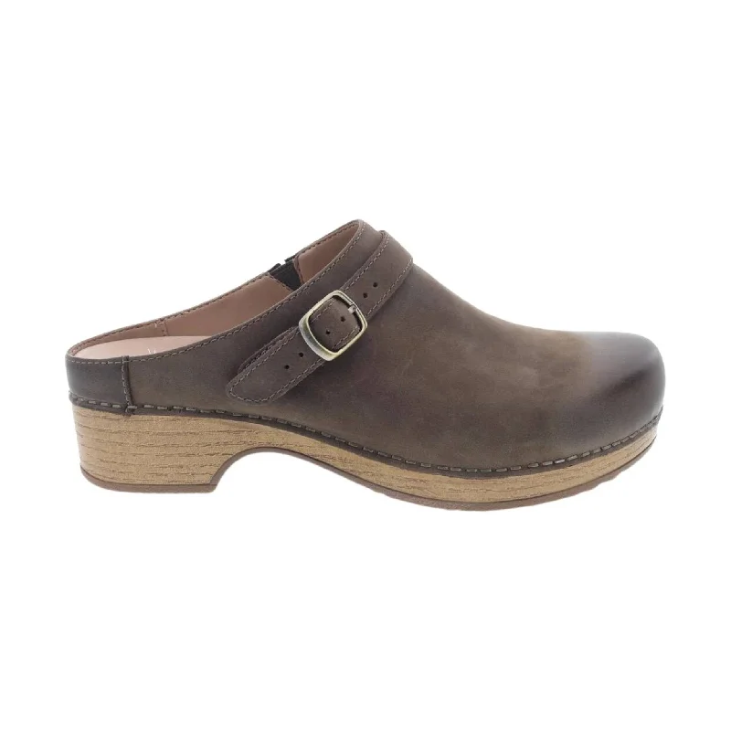 Dansko Women's Berry - Mushroom Burnished Nubuck Distressed Leather Shoe Style  