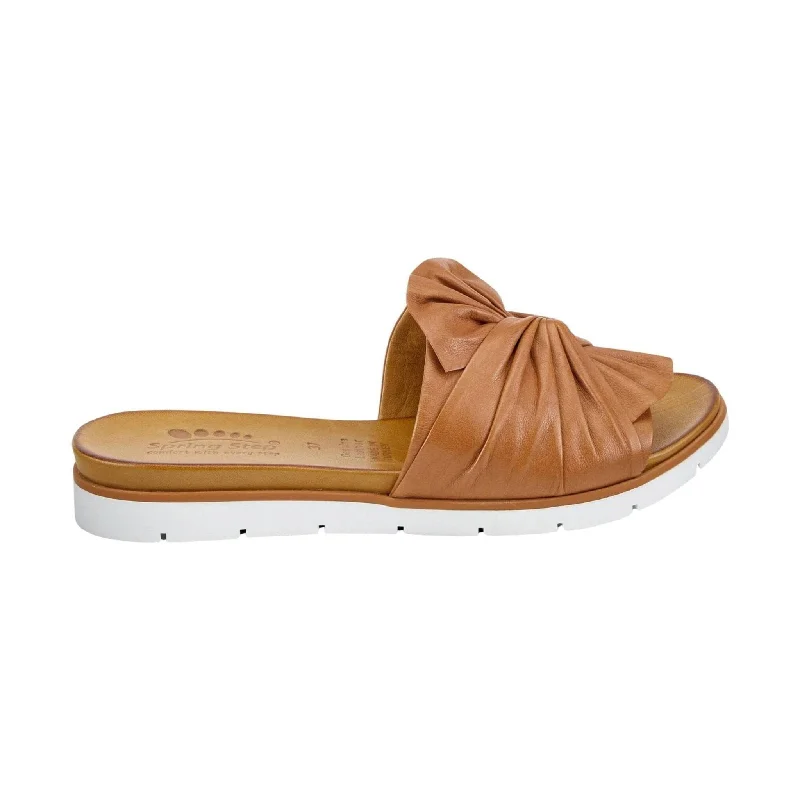 Spring Step Women's Lavona Slide Sandals - Camel Edwardian Shoe Look  