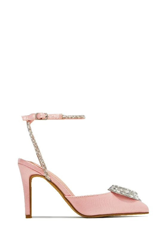 Sweet Love Embellished Pump Heels - Pink Paisley Print Shoe Design  