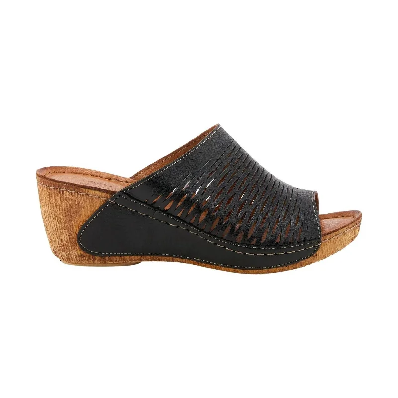 Spring Step Women's Cunacena Sandal - Black Memory - Foam Slipper Look  