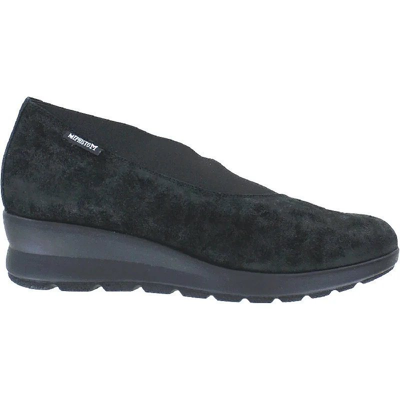 Women's Mephisto Palmyre Black Suede Inflatable Shoe Look 