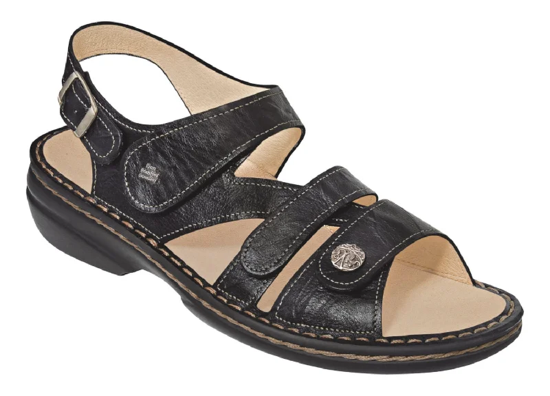 Gomera Black Leather Metallic Trim Shoe Design  