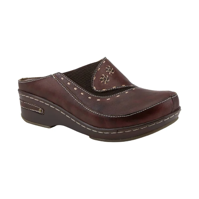 Spring Step L'artiste Women's Chino Clog - Brown Art Deco - Inspired Shoe Look  