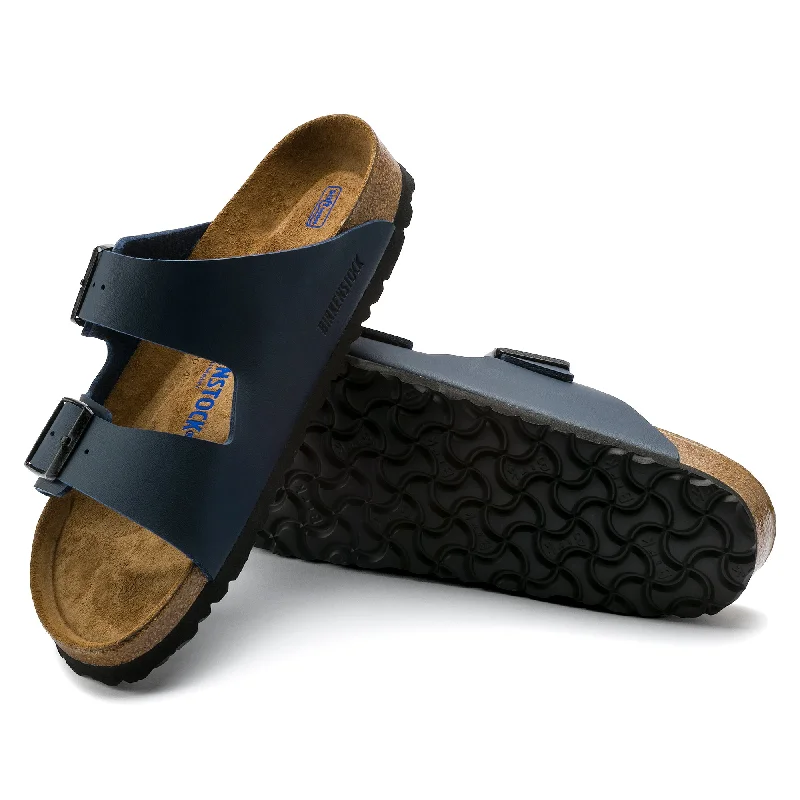 Birkenstock Arizona Soft Footbed Birko-Flor Color: Blue (MEDIUM/ NARROW WIDTH) Blue Coast Loafer Aesthetic 