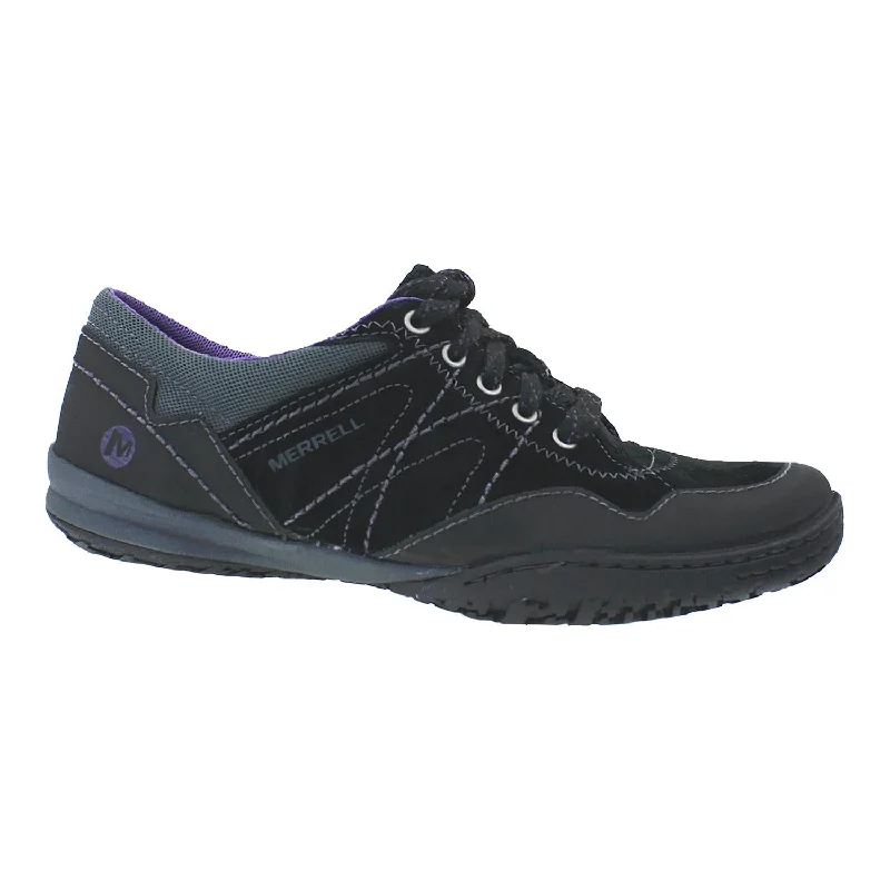 Women's Merrell Albany Lace Black Suede/Mesh Upcycled Shoe Look  