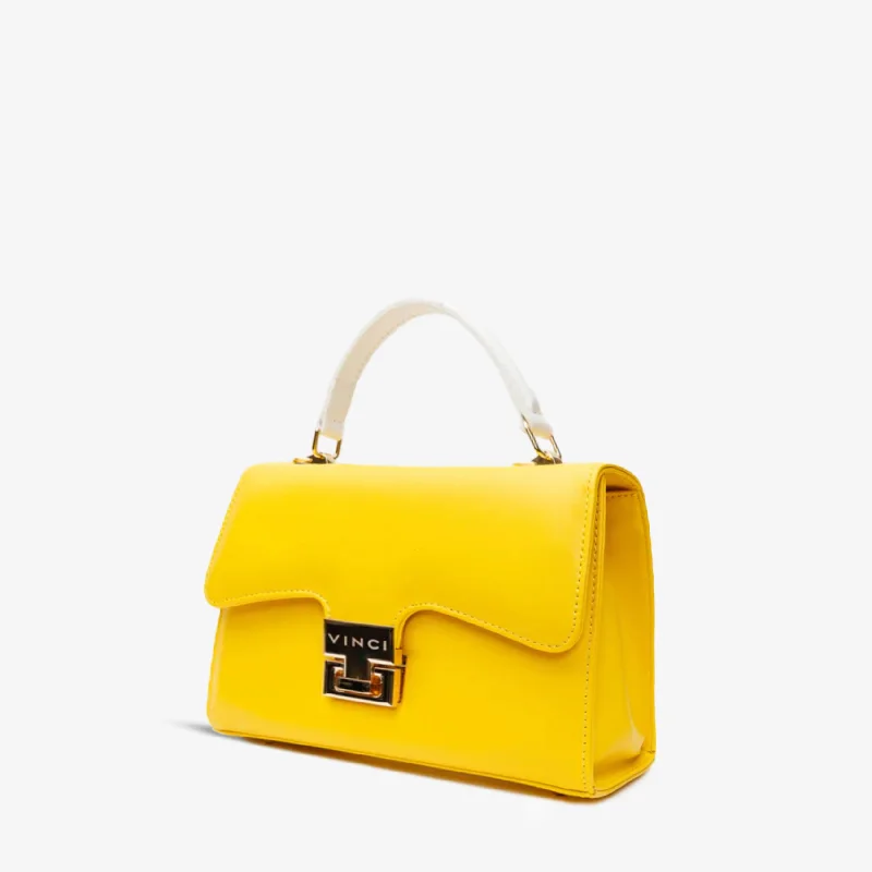 The Duffryn Yellow Leather Handbag Ivy League - Inspired Derby Look 