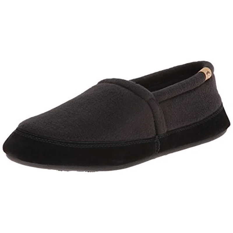 Acorn Mens Moc Fleece Slip On Loafer Slippers Open - Lacing Derby Look  