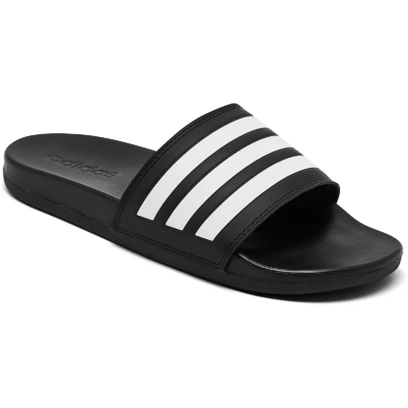 Adidas Womens Faux Leather Flat Slide Sandals Strap - Up Sandal Resort Style  