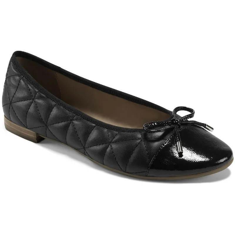 Aerosoles Womens Celia Faux Leather Quilted Ballet Flats Buckle -