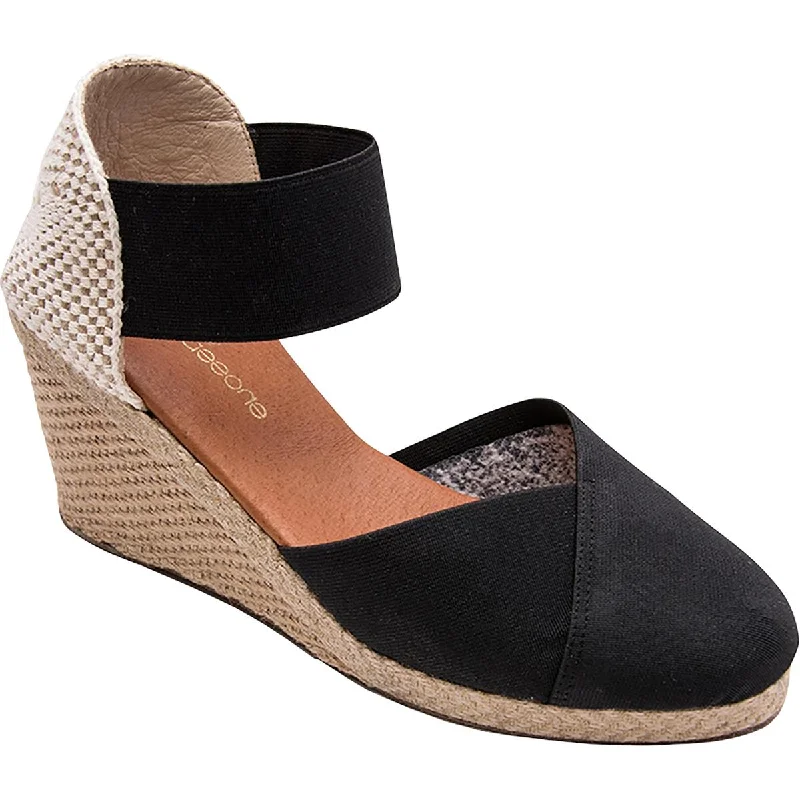 André Assous Womens Anouka Espadrille Round Toe Wedge Sandals Metallic Trim Shoe Design  