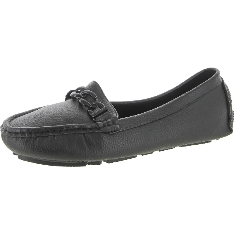 Anne Klein Womens SILVEE Faux Leather Flat Loafers Minimalist Sneaker Style  